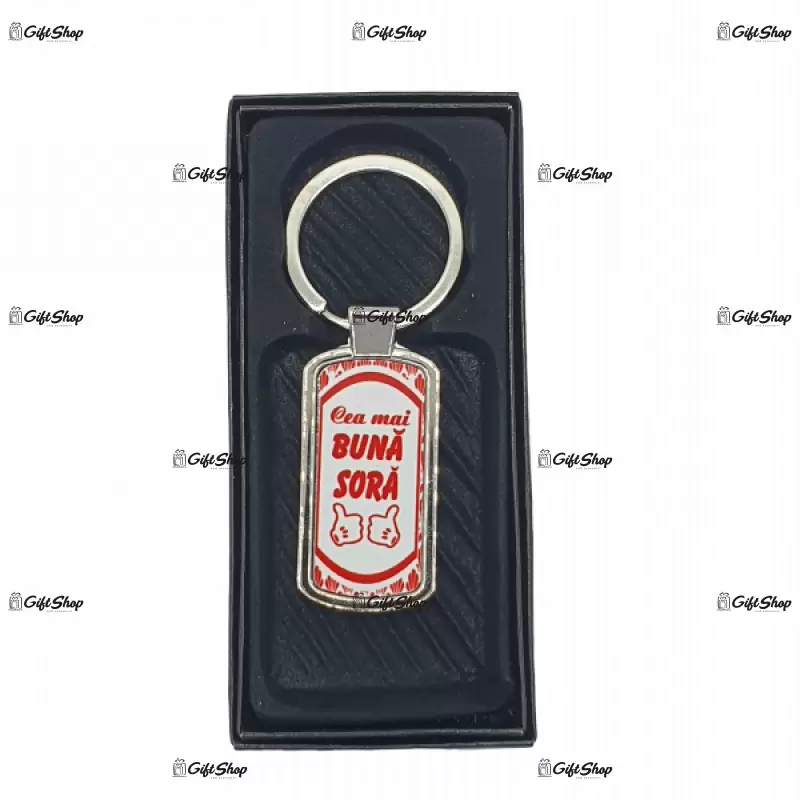 Cea mai buna sora, breloc din metal cu mesaj